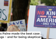 Were these protesters in Washington, D.C., on Aug. 16, 2025, inspired by Thomas Paine? Alex Brandon/AP
